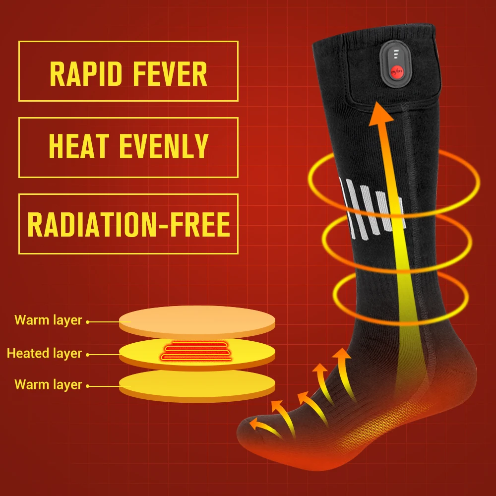 Heated Socks Winter Warmth 5000mAh USB Rechargeable Heating Socks Motorcycle Outdoor Heated Boots Snowmobile Skiing Sock 65℃ motorcycle heated socks
