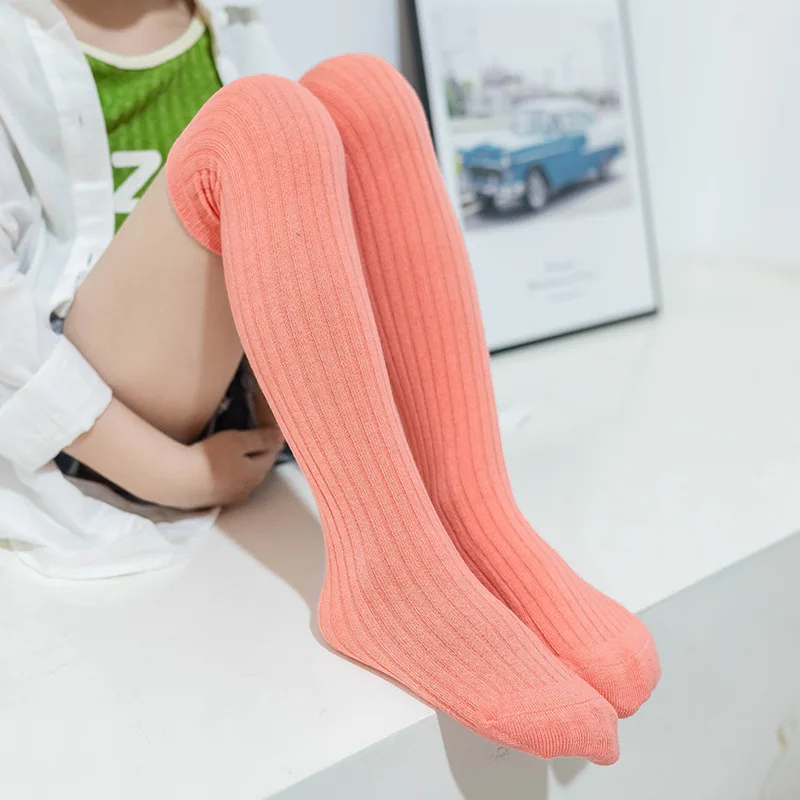 여아용 캔디 컬러 세로 긴 양말, 용수철 가을 무릎 양말 레깅스,  튜브 양말, 면 스타킹