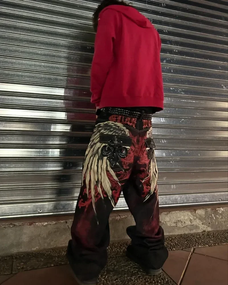 Men Jeans Y2k Baggy Vintage Relaxed Fit Skateboard Loose Embroidery Hip Hop Dance Denim Pants men jeans