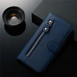 Magnetic Leather Wallet Flip Cover With Zipper Pouch - Protective Case and Card Holder for Redmi K60 (Blue)