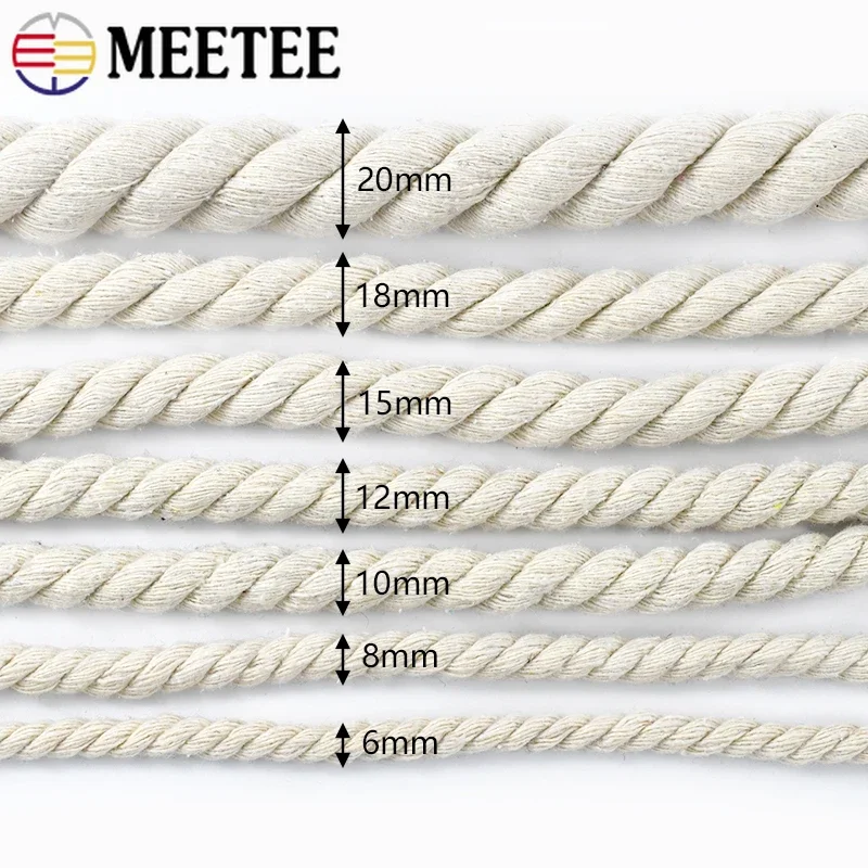 5/10Meters Durable Natural Cotton Cord High Tenacity Twisted Rope for Bag Decoration Macrame Cords DIY Home Textile Accessories