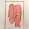 Long Khimar Islam Cloth Jilbab Ramadan Two Piece Jilbab Prayer Set Abaya for Woman Batwing Hijab Dress Muslim Kimono Kaftan Robe