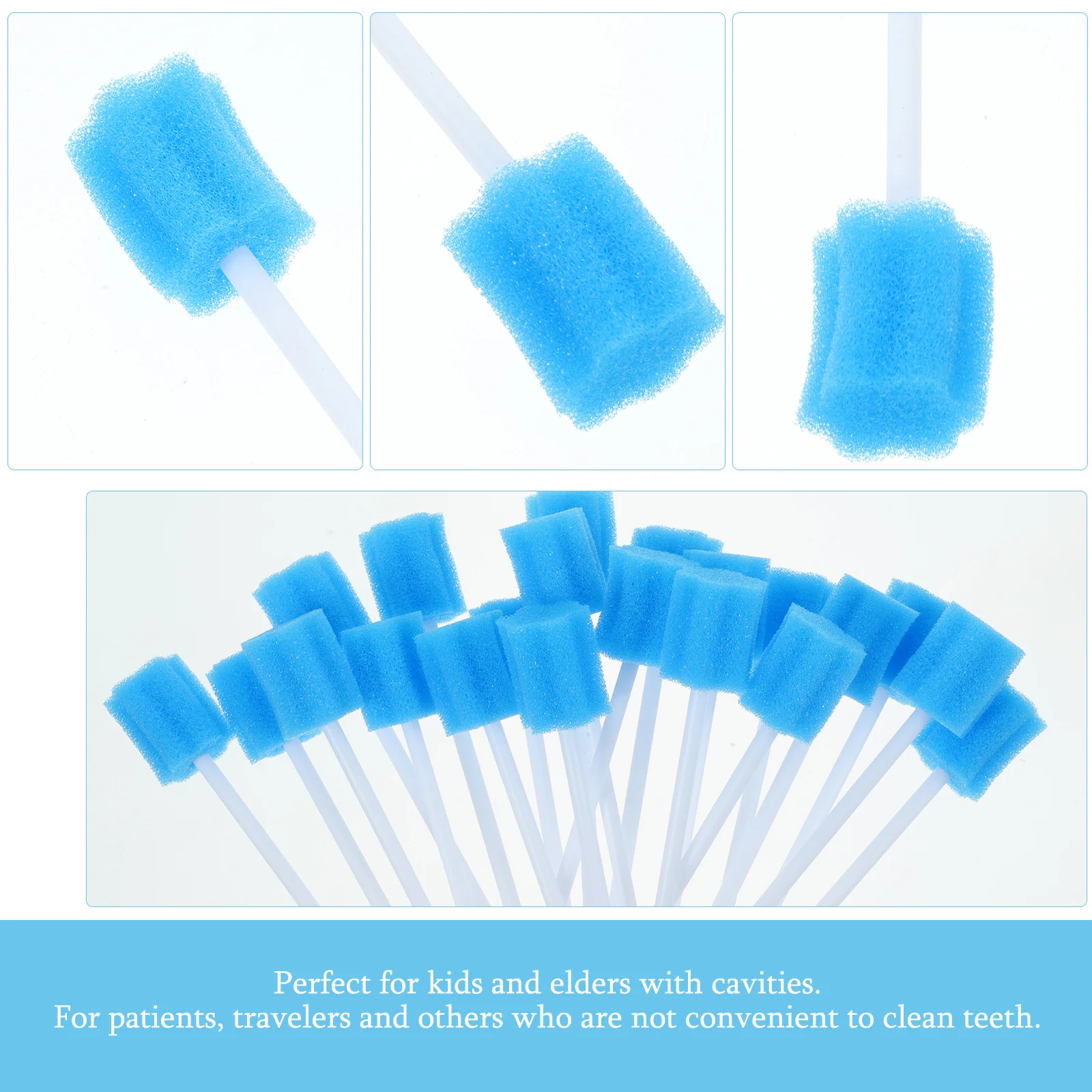 Healifty Bicarbonate Gum 100Pcs Disposable Oral Cares Sponge Tooth Shape Cleaning Swab Mouth Gum 6