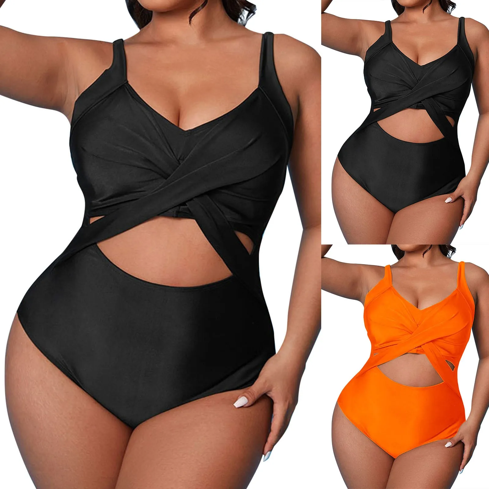 

Женский сексуальный однотонный облегающий большой купальник, бикини, купальник с открытой спиной, однотонный купальник