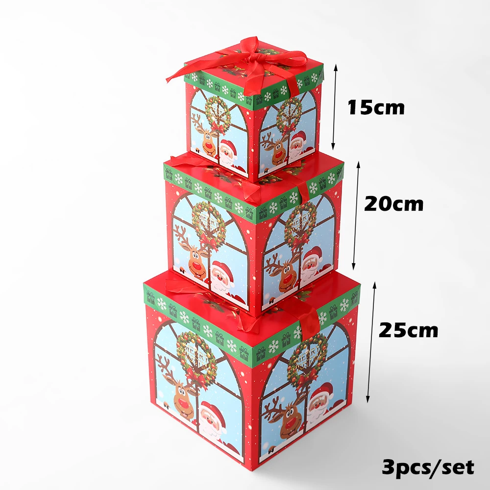 3pcs Christmas Nesting Gift Boxes with Lid Christmas Eve Box Xmas Nested Box  Set 3 Pack Empty Advent Calendar Candy Box - AliExpress