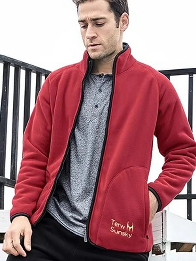Polar Fleece Jacket Outdoor cold resistance on both sides polar fleece pullover men's thickening and wool cardigan coat Jackets
