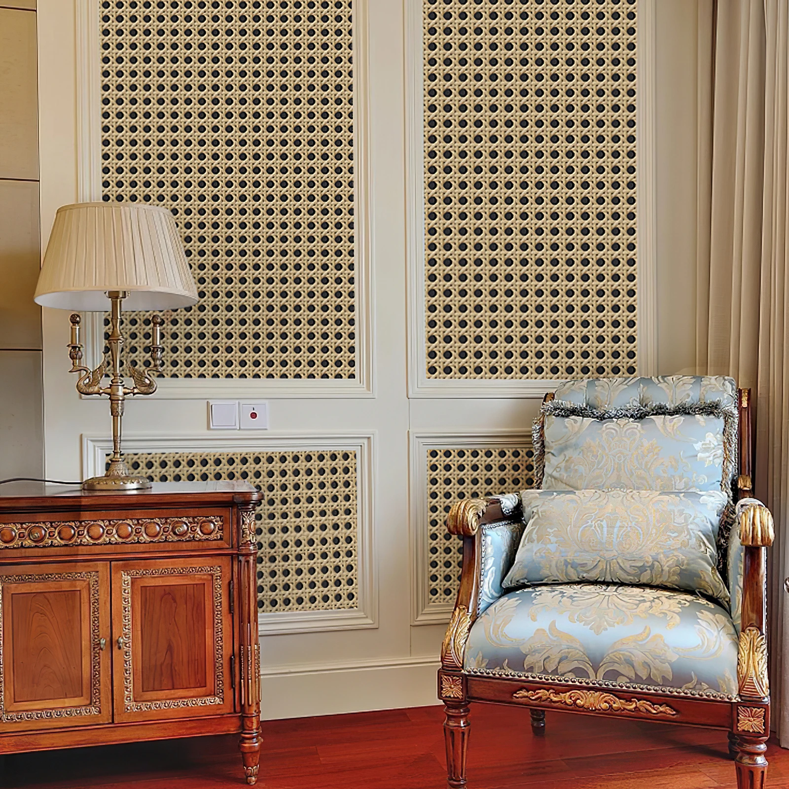 

Yellow Rattan Weaving Peel and Stick Self Adhesive Wallpapers For Living Room Bedroom Study Furniture Home Decoration Stickers
