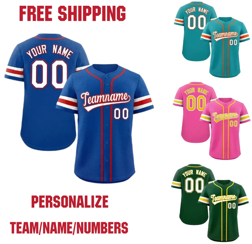 Personalization Customize Baseball Jersey Team Shirt Print Personal Name Number Hip Hop Sportswear Baseball Men/Women/Kids Shirt