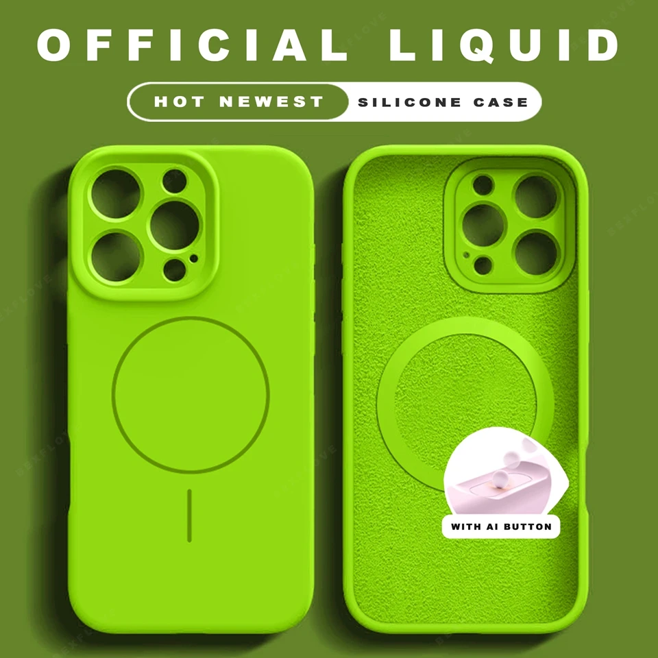 Premium Matte Liquid Silicone Magnetic Phone Case with Magsafe Charging Protection - Soft and Durable Cover