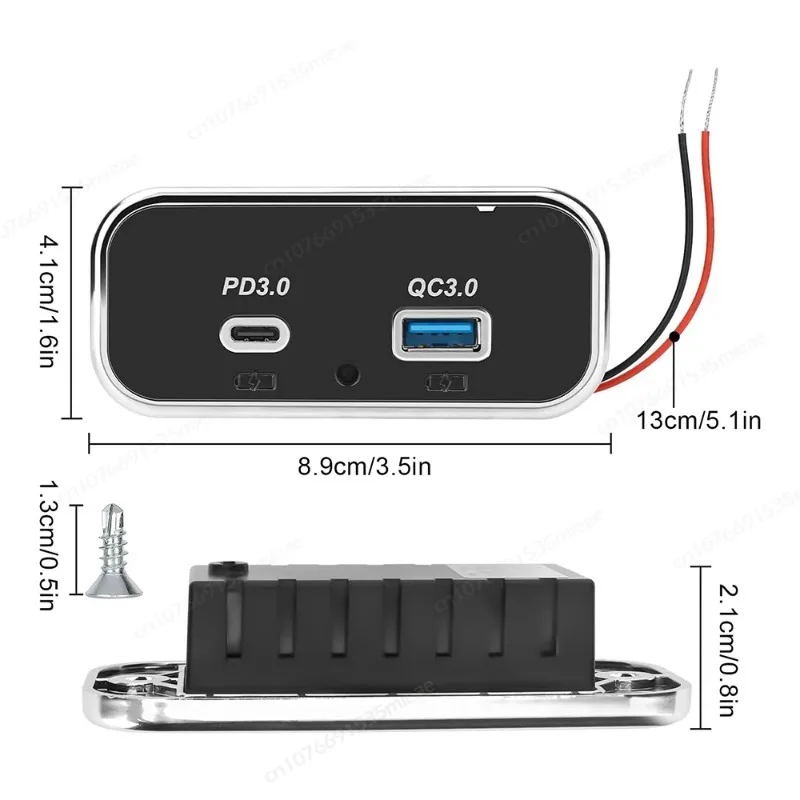 High-Speed Dual USB-C Car Charger Socket with 30W PD and 18W QC Fast Charging