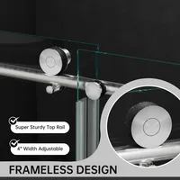56-60 in W X 75 in H Frameless Sliding Shower Door with 5/16" 8mm Clear Tempered Glass, Silent Soft-Close Design, Brushed Nickel 2