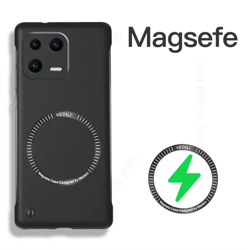 

For Magsafe Magnetic Frameless Phone Case For Xiaomi 14 Pro Candy Color Matte Magsafing Cover For Mi 13 Pro 12X 12S Ultra 11 Pro