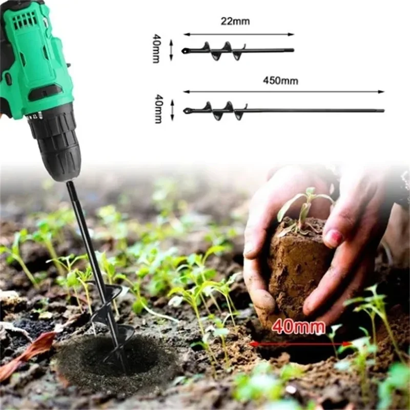 Broca en espiral para jardín, herramienta para excavar agujeros, jardinería, 8 tamaños