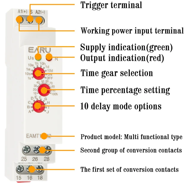 Relè Temporizzato GRT6-M1 - 10 Funzioni, AC230V, Per Guida DIN, Multifunzione Con Ritardo - Foto 2