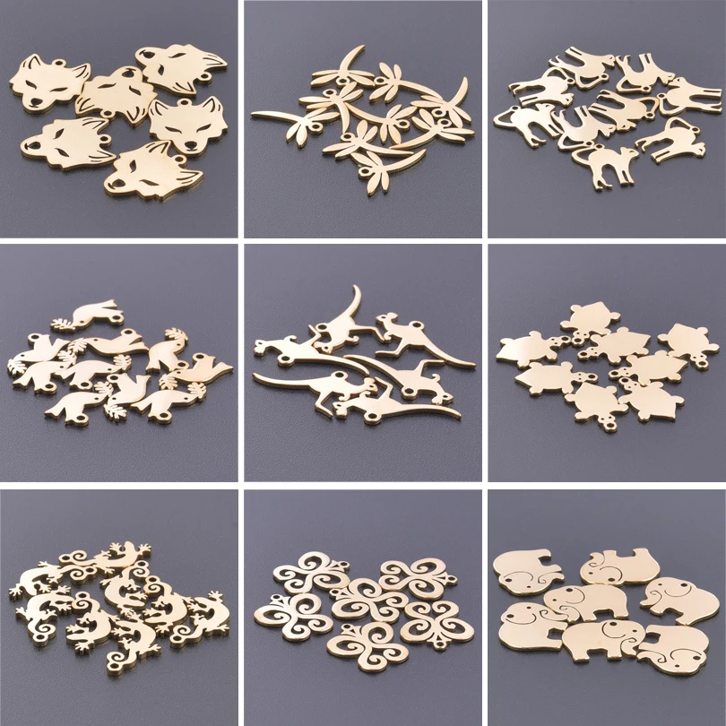 

Шармы золотого цвета с птицей, слоном, кошкой, бабочкой для изготовления ювелирных изделий, ожерелье ручной работы, подвески, серьги, аксессуары