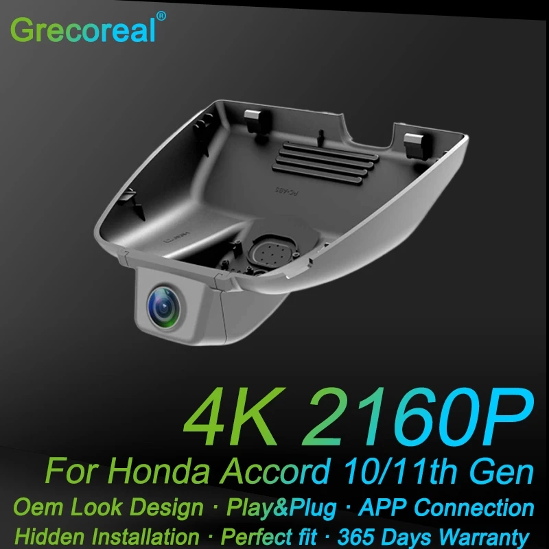 

Автомобильный видеорегистратор Grecoreal, видеорегистратор 4K Wfi, видеорегистратор для автомобиля, видеорегистратор Plug Play для Honda Accord 10 11-го поколения 2023 2022 2021 2020 2019 2018