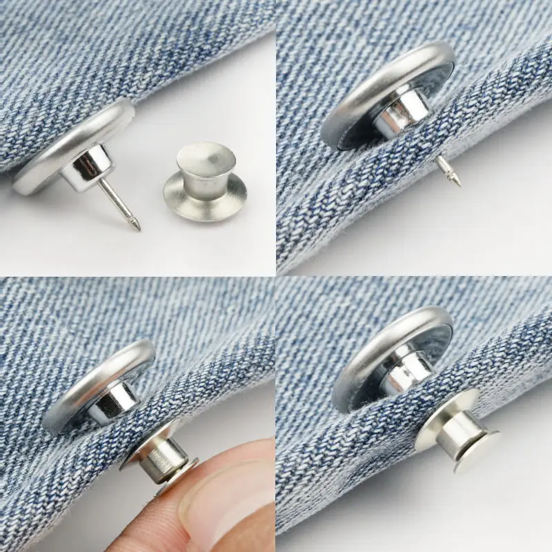 5pcs Metal Jeans Button Fastener Free-sewing Free-nail Adjust