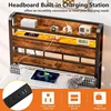 Twin Size Head Board Only 2 Outlets 2 USB Ports Bed Headboards with Charging Station Two Tier Storage Headboards Shelf for Dorm 5