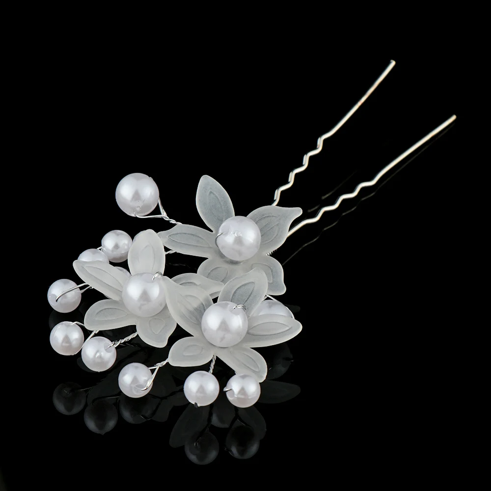 1PC Crystal Pearl Hairpin U Shaped Flower Hairpin Stick Rhinestone Pearl Hair Pins Forks Bridal Tiara Headpiece Hair Accessories hair accessories,u shaped hairpin