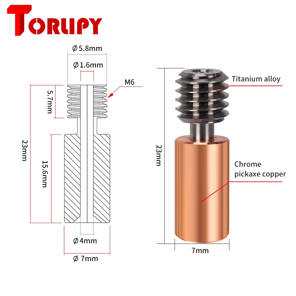 

For Flying Bear Ghost 5/6 Hotend Bimetal Heatbreak Titanium Alloy Heat Break Throat 1.75mm Copper Plating Tube 3D Printer