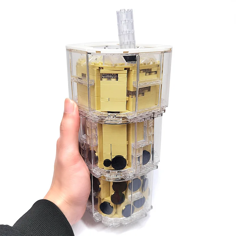 Moc Building Blocks Bubble Milk Tea Cup Office Decorazioni Creative Tè Pomeridiano Mattoni Di Natale Giocattoli Compatibili Con Lego