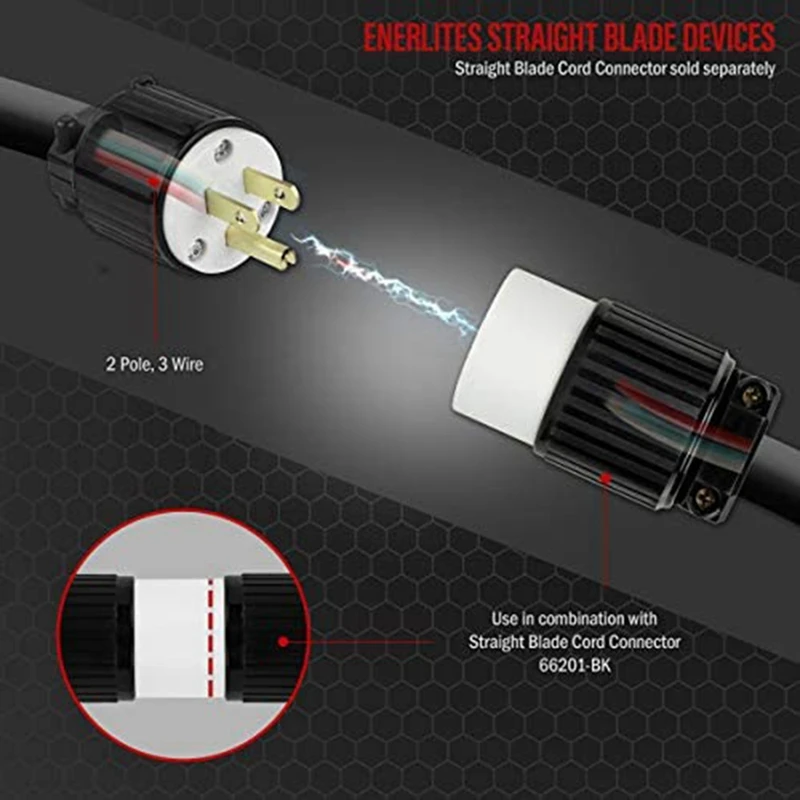   15A 125V 50-60HZ ƮƮ ̵ ÷, NEMA 5-15P 2P 3W 66200-BK  US ÷
