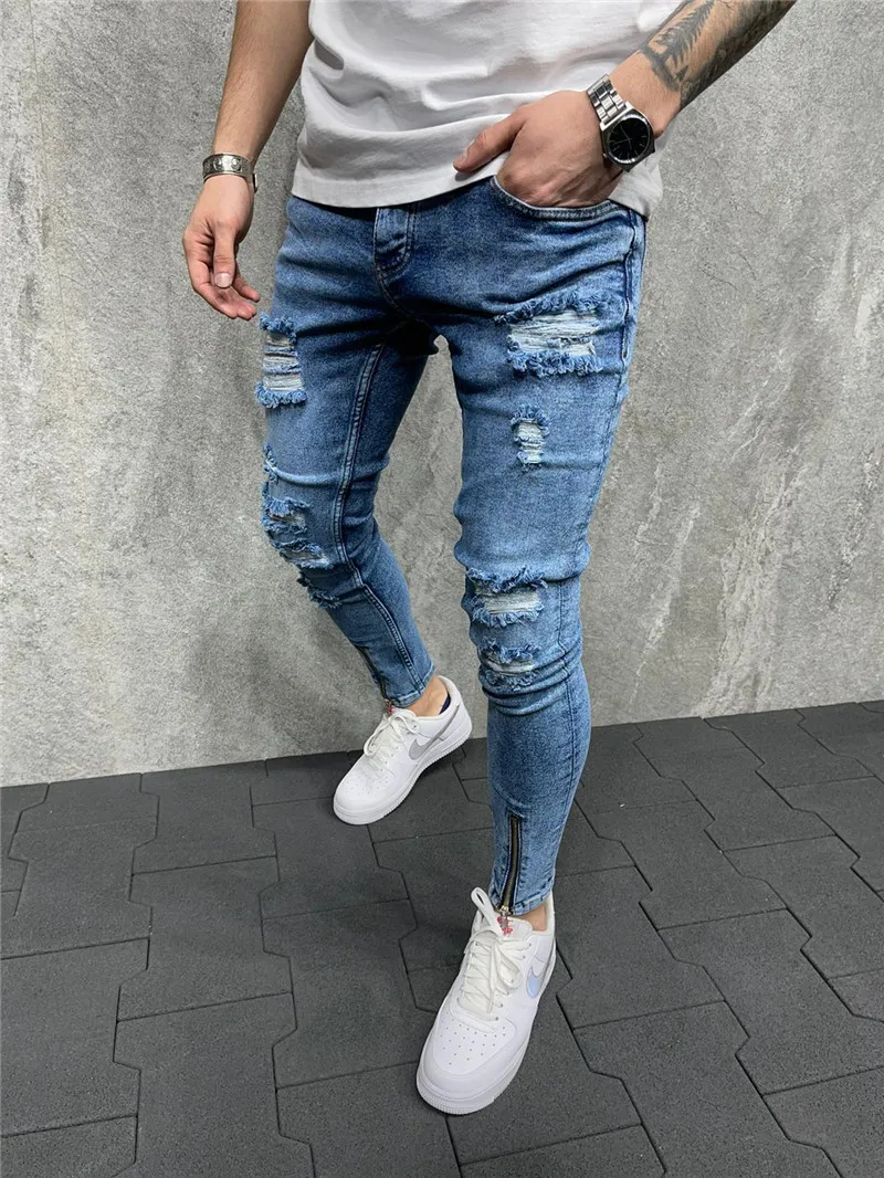 Men Ripped Frayed Straight Leg Jeans | Men fashion casual shirts, Blue  jeans mens, Straight leg jeans men