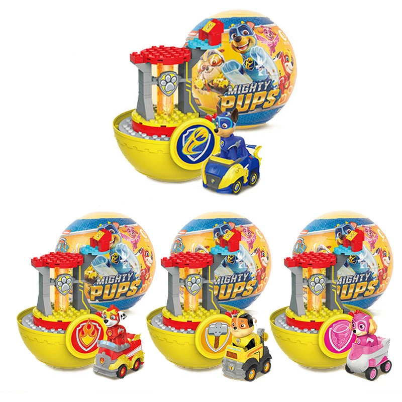3 Stili Paw Patrol Capsule Toys Chase Marshall Skye Macerie Rescue Set Assemblaggio Building Block Regalo Per Bambini Ragazzi