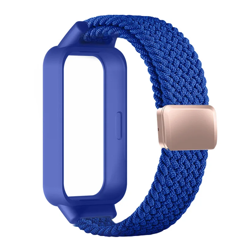 Braided Strap with Protective Case for Smart Fitness Bands - Magnetic Nylon Bracelet Cover