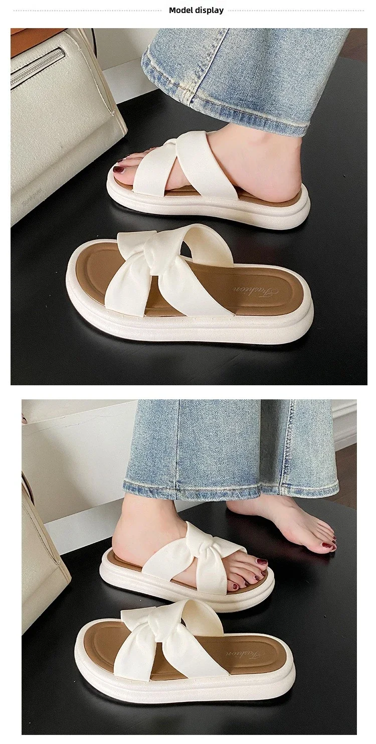 Fashionable Summer Women's Slippers Pearl Casual Beach Shoes Indoor Anti-Slip Outerwear Home Use PVC Sole Female Footwear