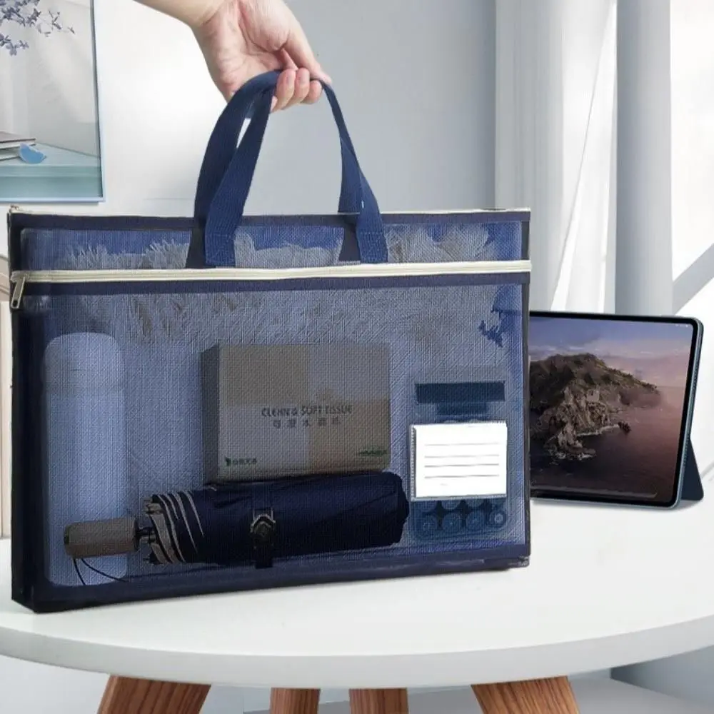 Nylon Mesh Mesh Zipper Pouch Bag Transparent A3 Transparent File Bag Large Capacity Multifunctional Document Bag