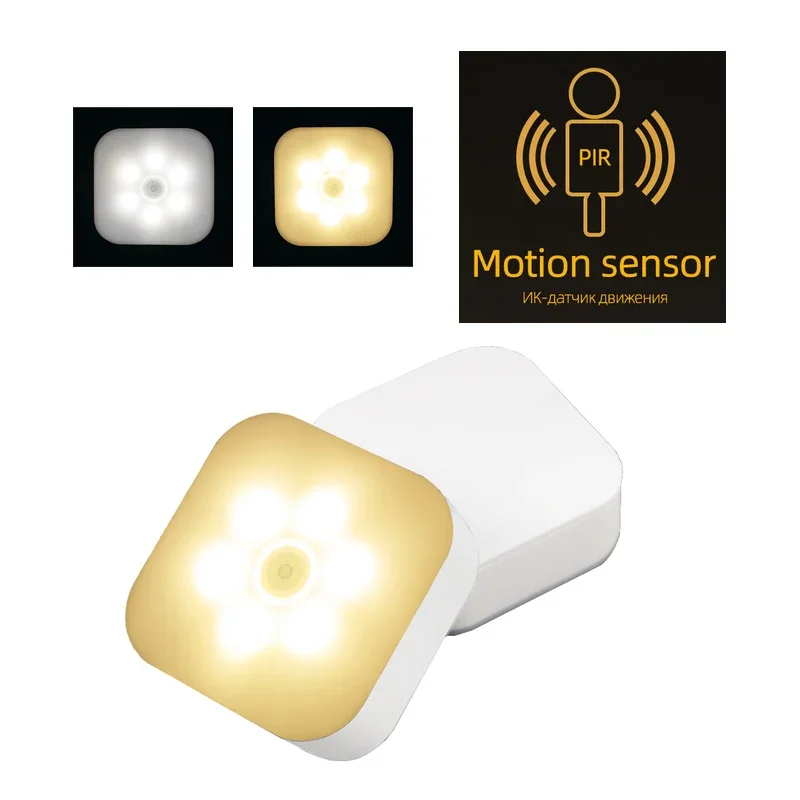 6/10 LEDs PIR LED Motion Sensor Light Cupboard Wardrobe Bed Lamp LED Under Cabinet Night Light for Closet Stairs Kitchen 4.7 A10