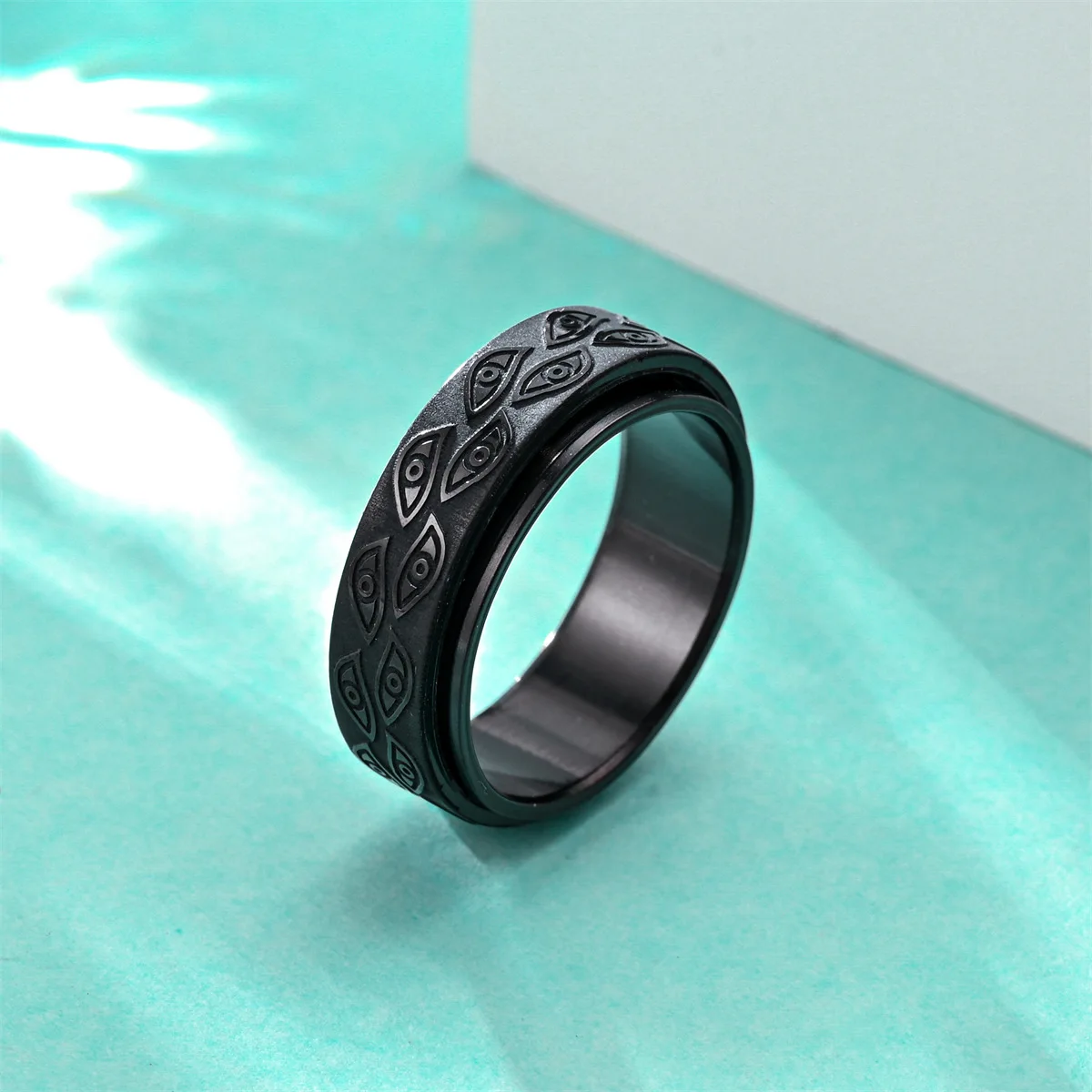 Retro Metall Devils Eyes Drehbarer Ring für Männer Edelstahl Punk Gothic Edgy Schmuck Mystic Vintage Accessoires Unisex Geschenk – Detail 9