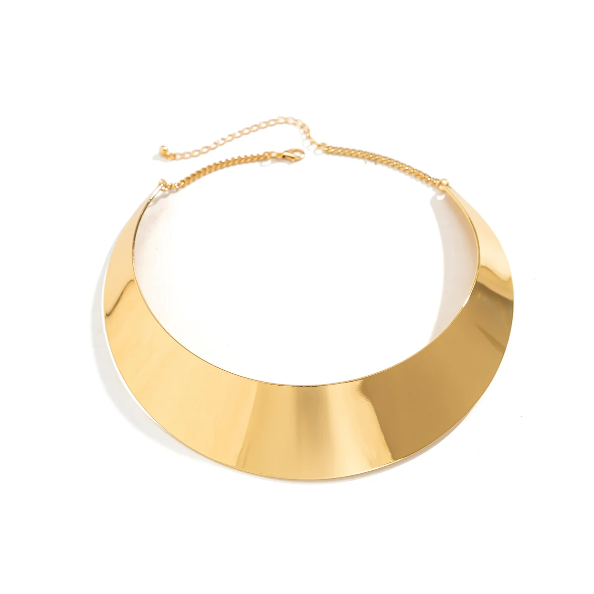 Women Jewelry Metal Choker Necklace Exaggerated Chunky Metal Wire Torques Choker Necklace Women Collar Punk Gold Color Wide Smooth Chain Jewelry Bijoux Steampunk