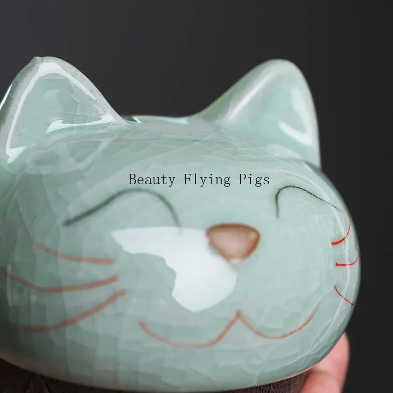 1 ceramic animal shaped storage jar classic cat candy tea dried fruit moisture-proof storage jar