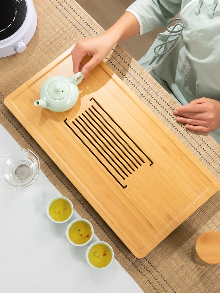 

Dry Bubble Bamboo Tea Tray Drainage Vintage Water Storage Eco Friendly Chinese Tea Tray Serving Bandeja Madera Kitchen Teaware