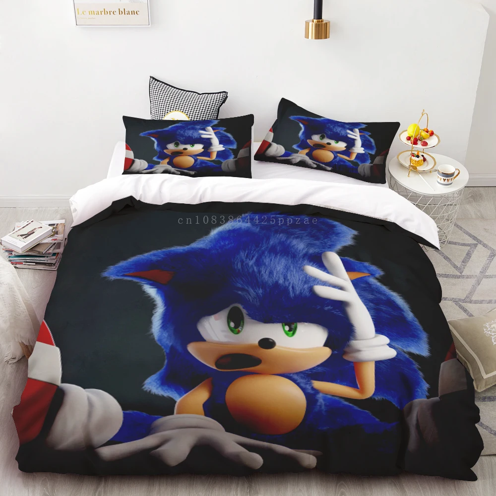 thumbnail image 1 of Funda nórdica 3D exquisita caricatura Sonic Anime patrón impresión digital juego de cama edredón cama jóvenes niños niñas niños regalo, 1 of 5