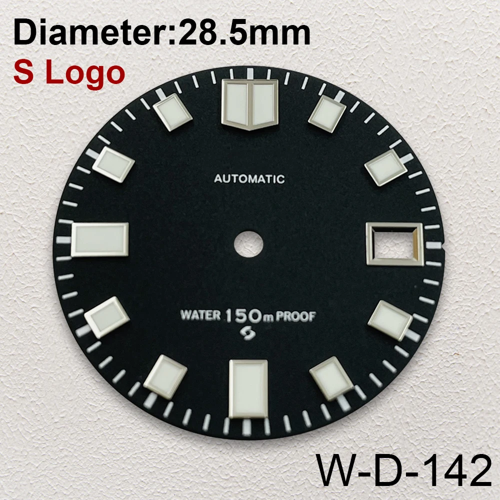 28.5mm S Logo Diving Dial With Big Nail Suitable For NH35/NH36 Automatic Movement Green Luminous Watch Accessories