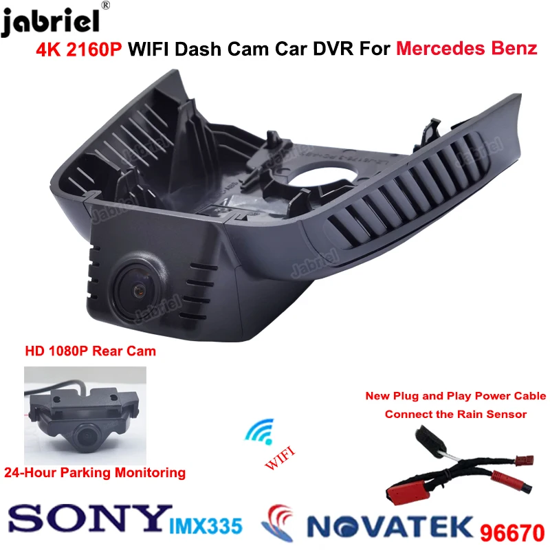 

4K Wifi Dash Cam Car DVR Dual Lens Dashcam Driving Recorder for Mercedes Benz A Class w177 A180 A200 A220 2019 2020 2021 2022