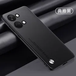 Luxurious PU Leather Non-Slip Shockproof Back Cover Bumper Case for Nord CE3 Lite (Black)