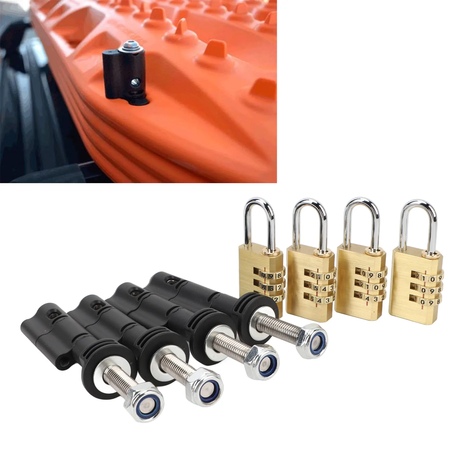 4Pcs Car Traction Boards Mounting Pins Kit Recovery Tracks Bracket