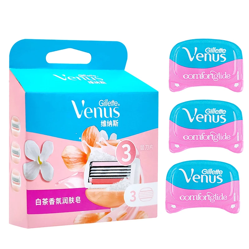 Gillette Venus Women's Smooth Shaving Razor Blades with Soap Bar, 3-Pack