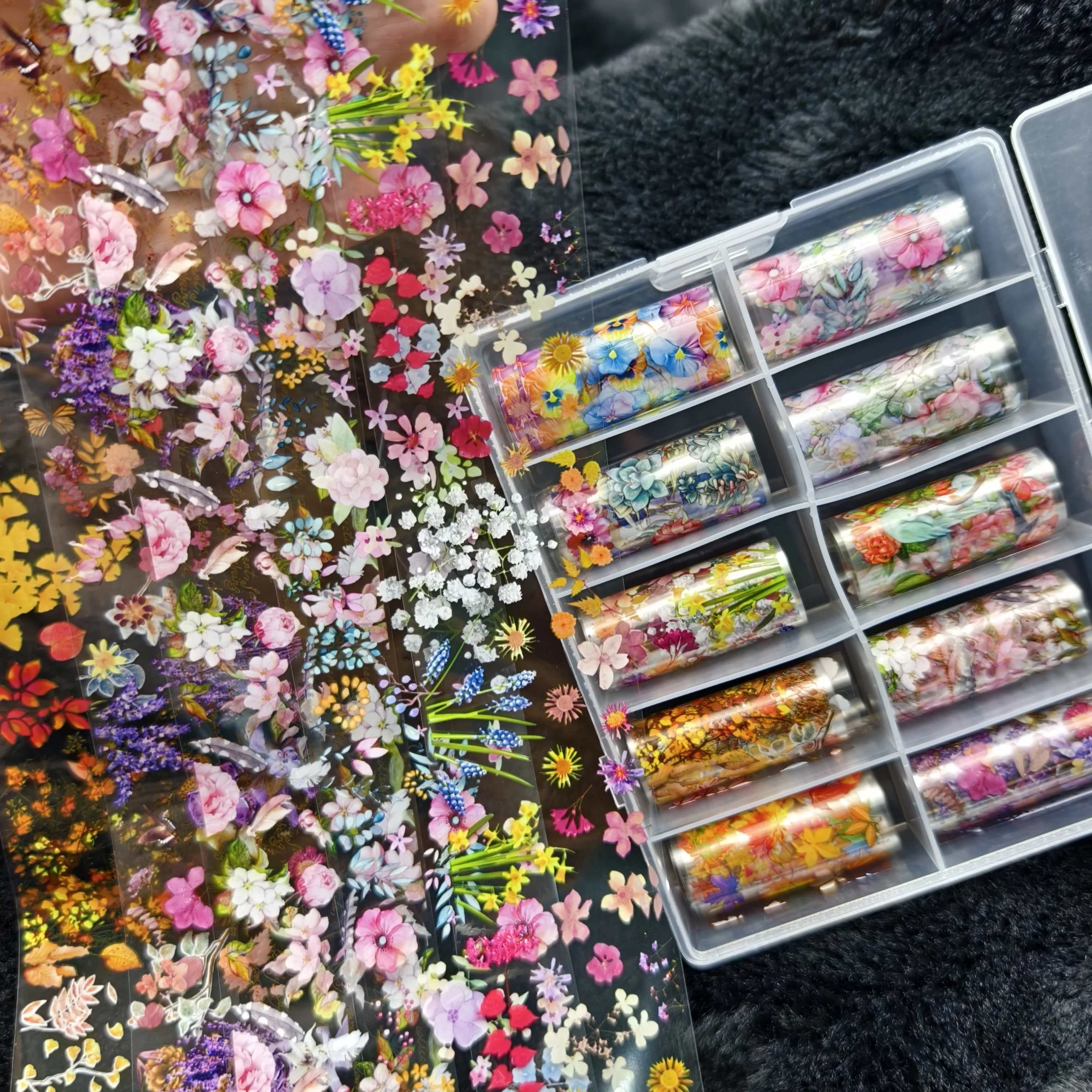 Halloween Flower Plaid Angel Marble Bow Nail Foils Transfer Paper Nail Art Stickers Decal Nails Decoration 10Rolls