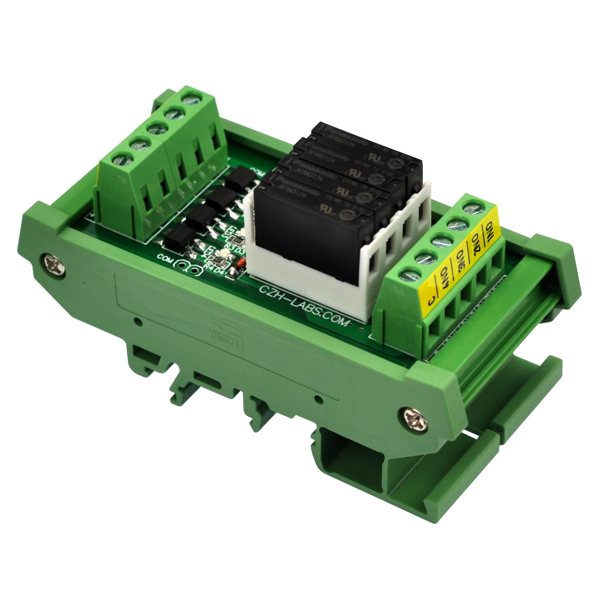 

DIN Rail Mount AC/DC 5V 12V 24V 4 SPST-NO 5Amp Power Relay Module