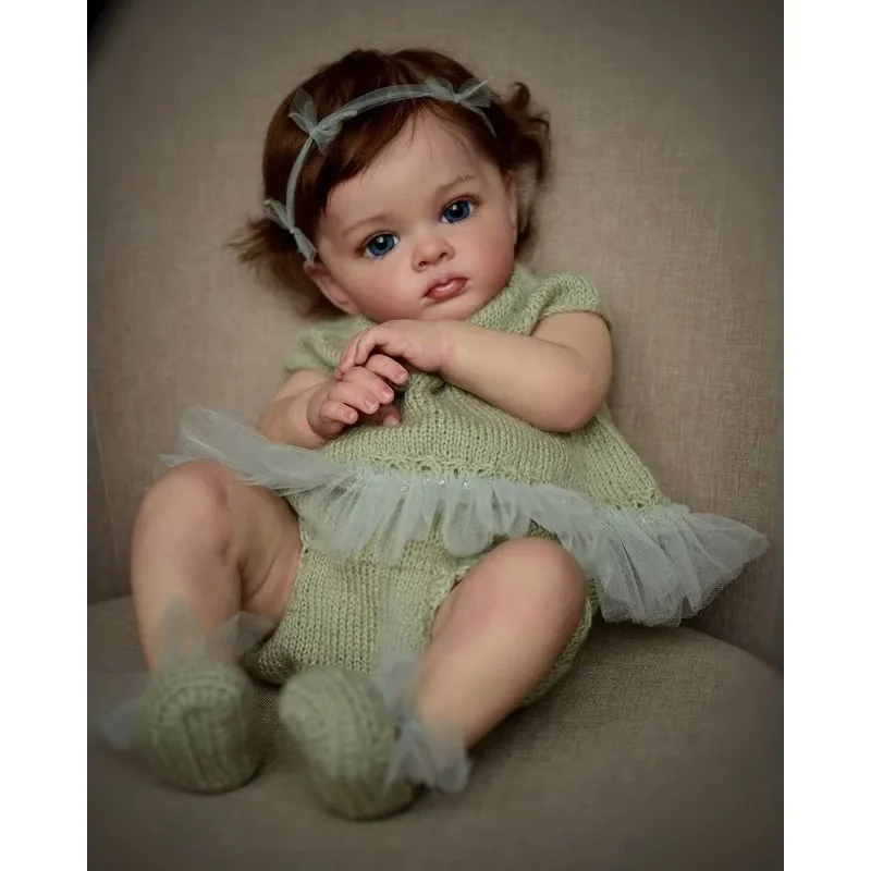 60 CM 3D Paint Skin Cloth Body Silicone Reborn Baby Doll For Girl Tutti Blood Vessels Bebe Lifelike Art Hand Made Reborn Toddler