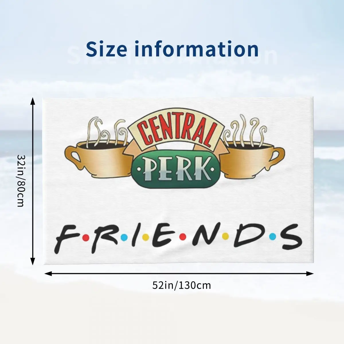 Funny Friends TV Show Beach Towel Central Perk Cafe Comic Super Soft Microfiber Bath Towels
