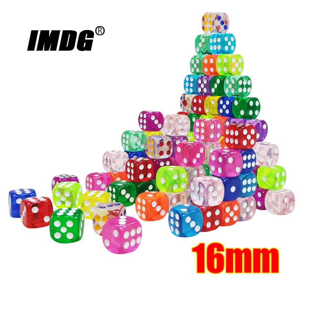DND TRPG 주사위 혼합 색상 다면체 주사위, D4 D6 D8 D10 D12 D20 게이머 역할 놀이 보드 게임 엔터테인먼트 용품, 세트당 7 개 8 투명 아크릴 주사위, 16mm, 고품질, 다색 #16, 라운드 코너 부티크 게임 주사위, 큐브, 10 개/팩