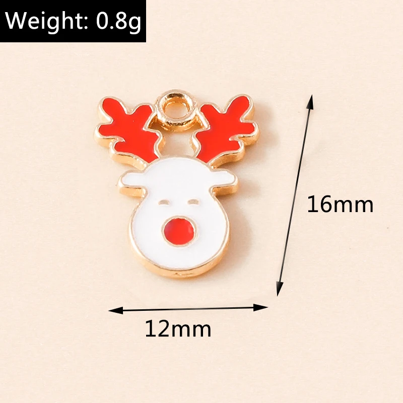 Leslie 10 Stück/Set Emaille Weihnachtsanhänger Weihnachtsbaum Weihnachtsmann Schneemann Handschuhe Charms für Ohrringe Anhänger DIY Schmuck – Detail 20