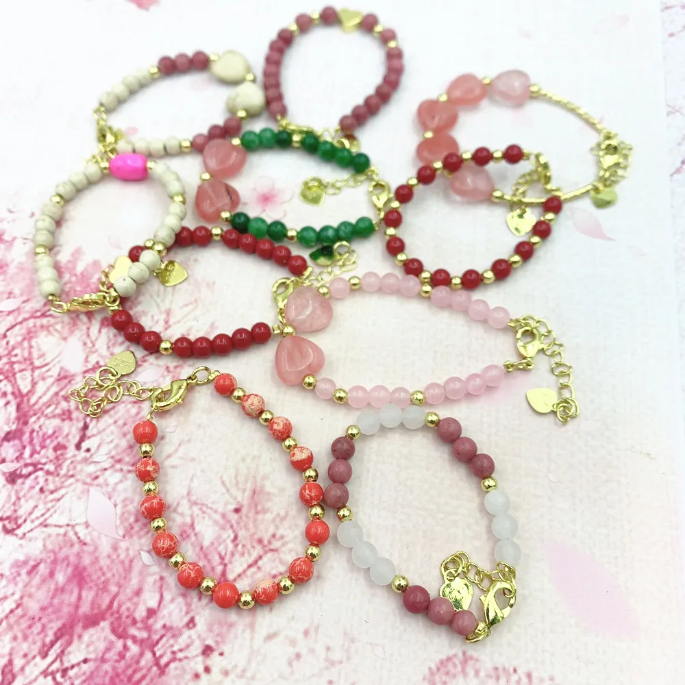Natural Stone Bead Bracelet for Girls - High Quality Lobster Clasp Jewelry Gift