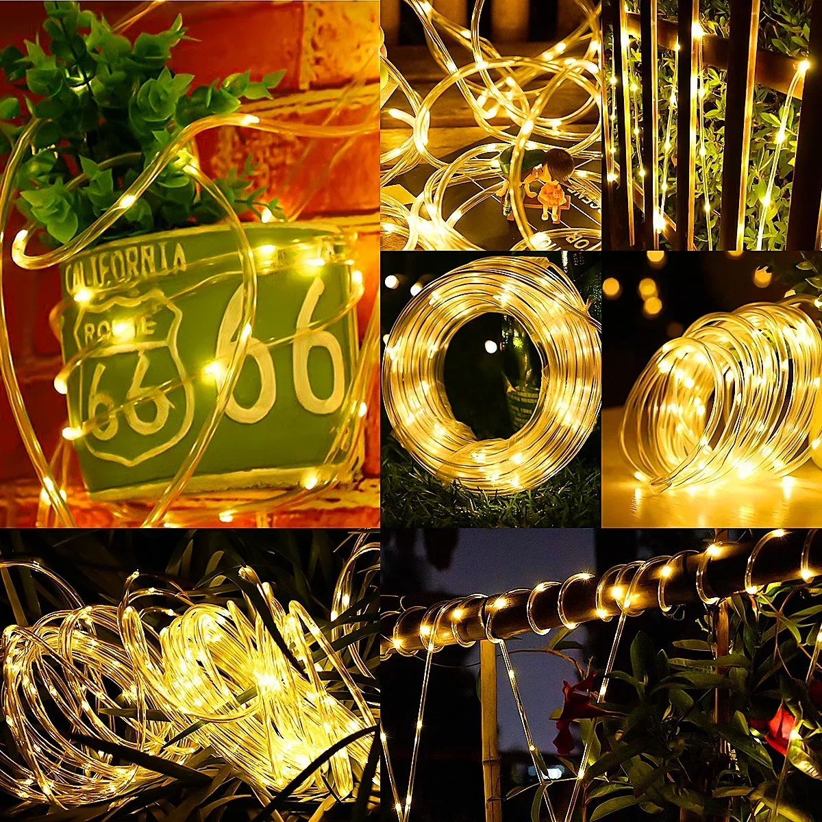 Waterproof Solar LED Rope Lights for Outdoor Garden Patio